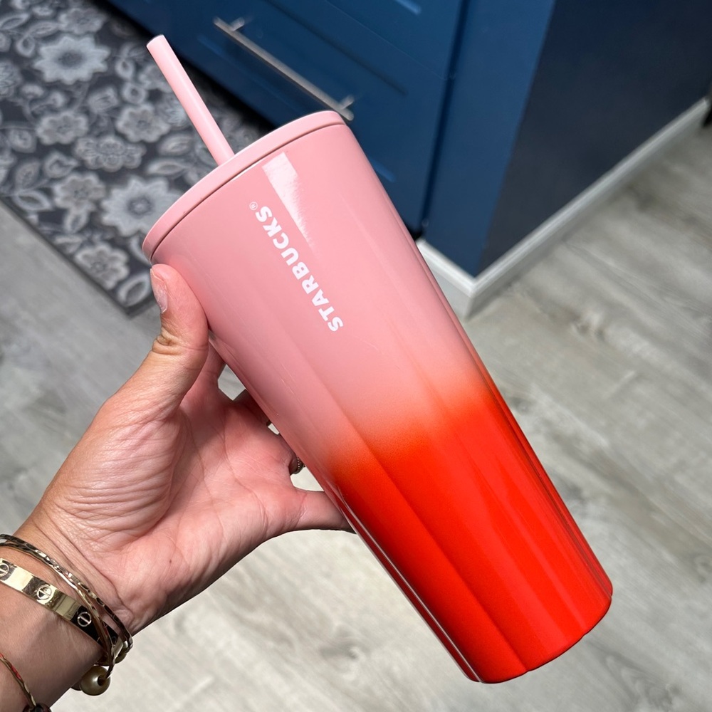 Starbucks 24 Fl. Oz. Vibrant Pink and Red Orange Tumbler